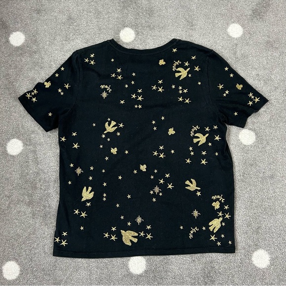 Maje Terence embroidered cotton t-shirt black/gold - Picture 3 of 12